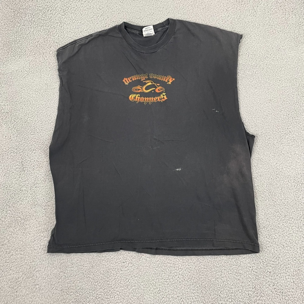 VTG Orange County Choppers Cutoff Tee Men 3XL Biker Faded Sleeveless Y2K Grunge